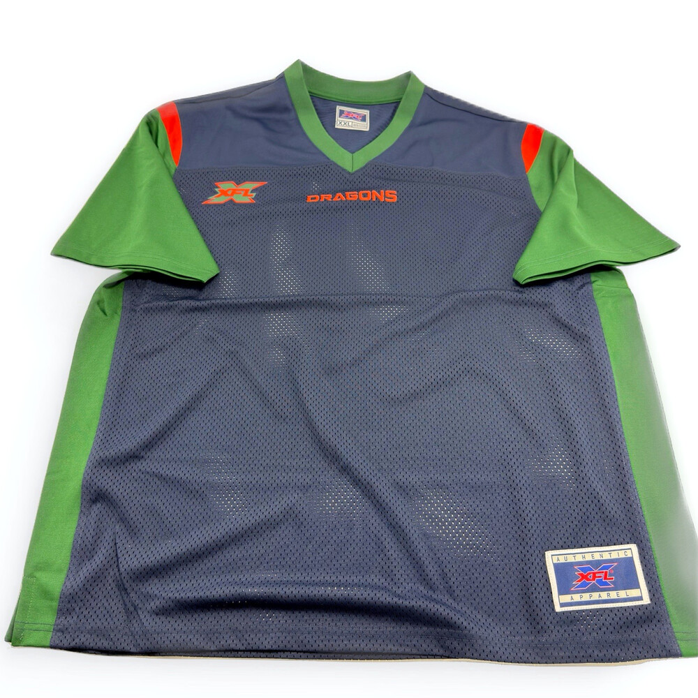 G-III XFL Seattle Dragons Football Jersey Navy Green 2XL - New